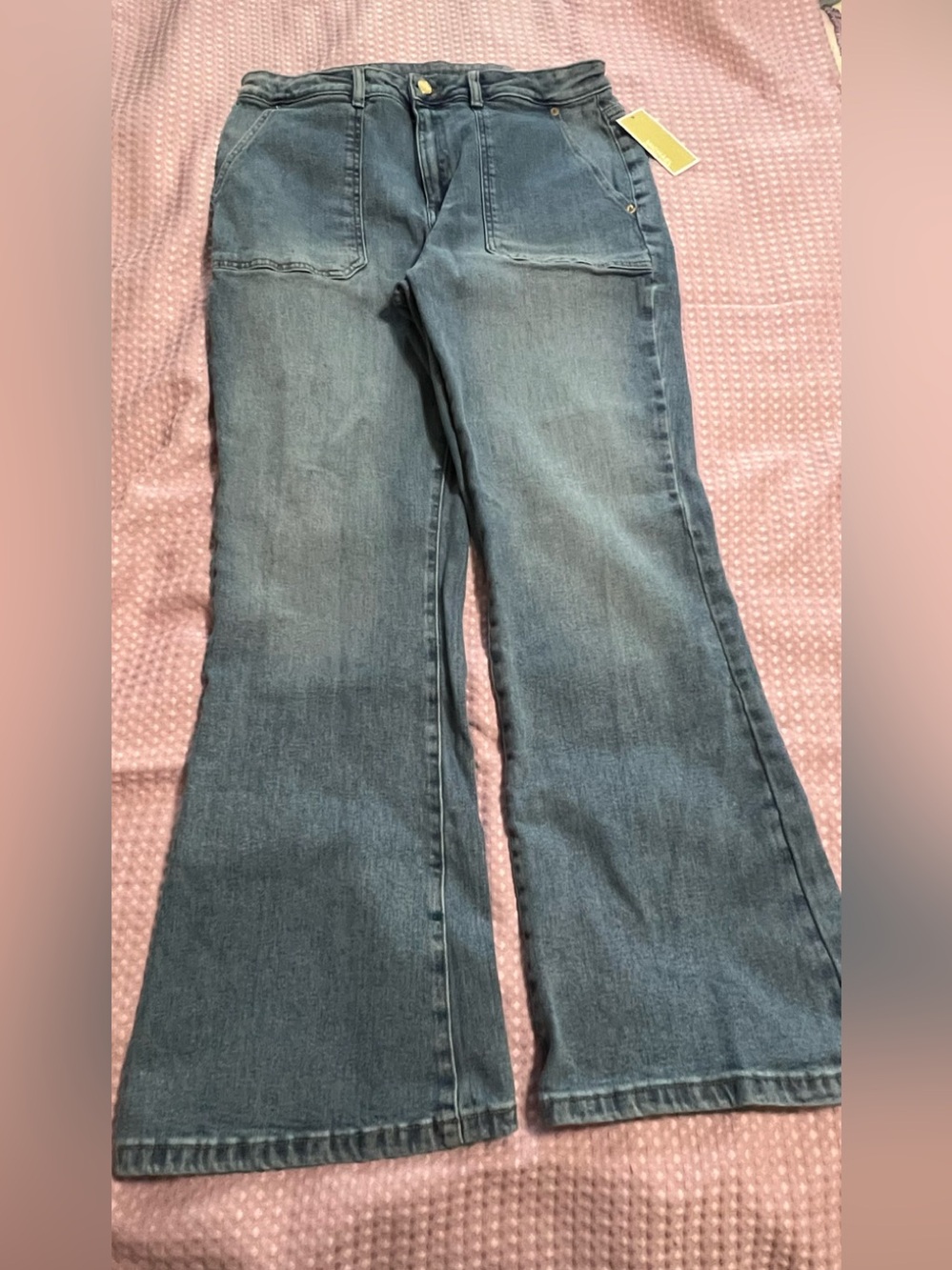 MICHAEL Michael Kors Blue Flare Wide-Leg Jeans